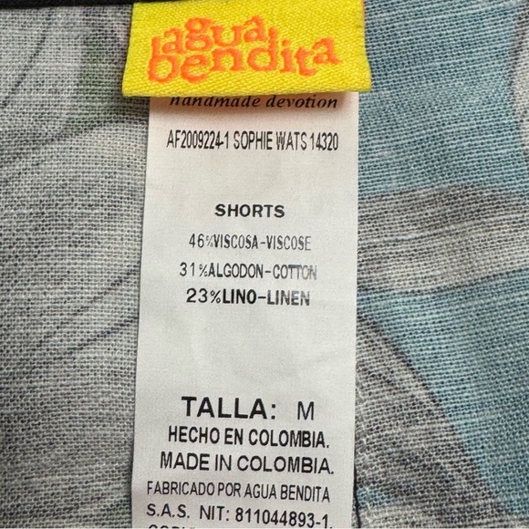 Agua Bendita Sophie Blue and Black Floral Abstract Asymetrical Shorts Size M - Picture 10 of 13